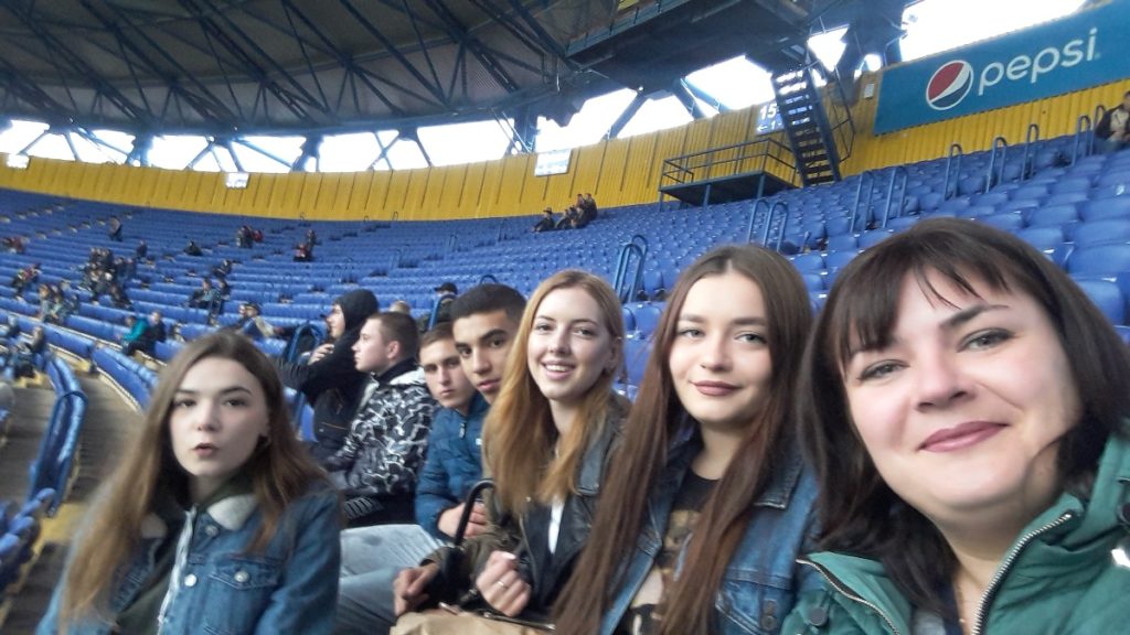 October 5, 2019 teacher Romas KP with the winners visited the Metalist Stadium